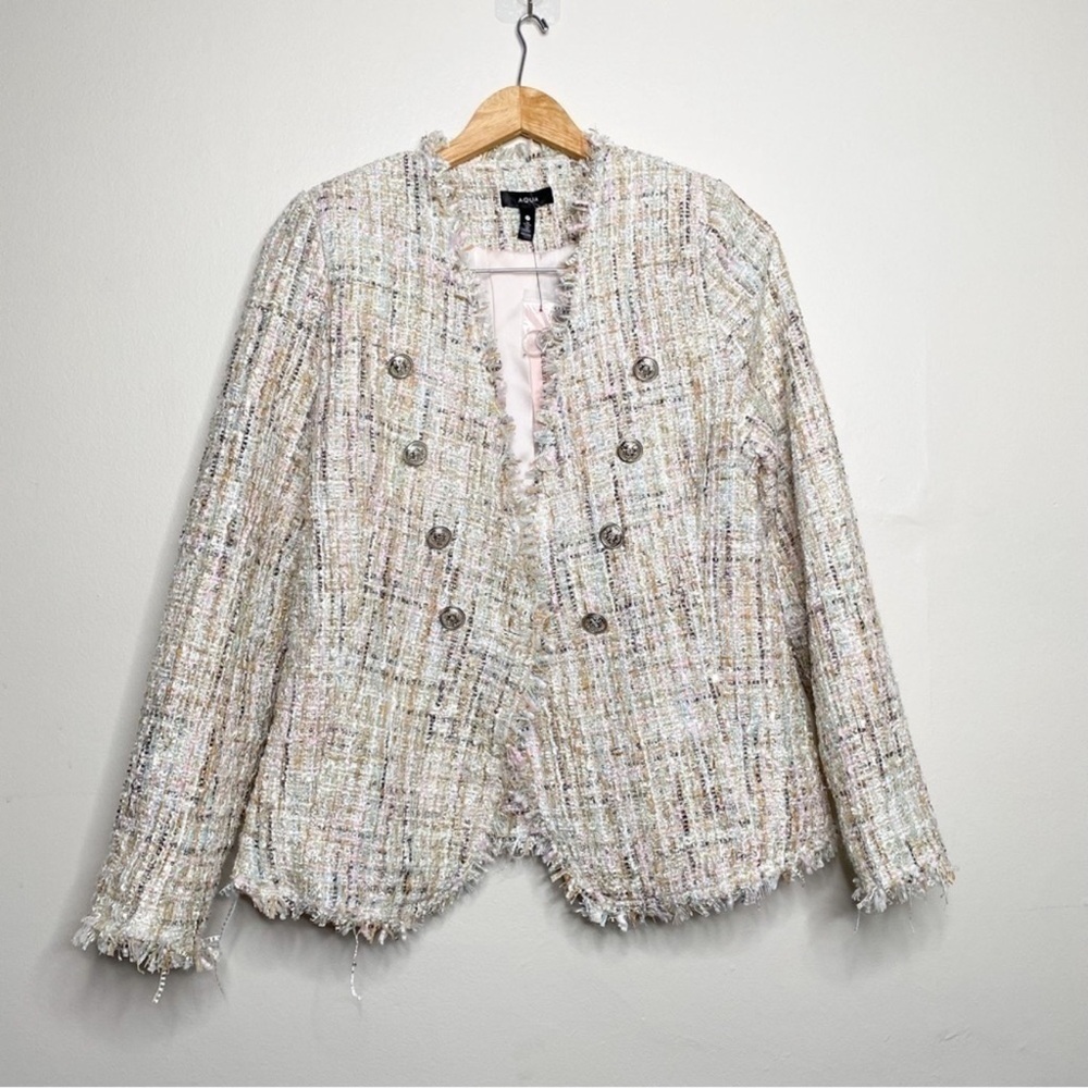 NWT AQUA Tweed Double Breasted Sequin Blazer Jacket
